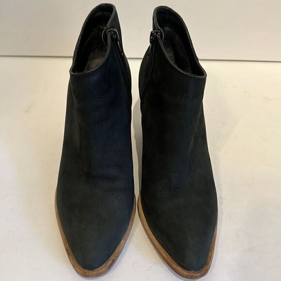 Vince Black Leather Heeled Ankle Booties Size 6.5 - Picture 3 of 14